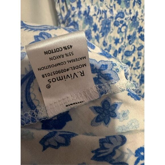 GREAT CONDITION BEAUTIFUL Women's Dress, Women Blue Floral Print Sashes Pleated - Picture 5 of 7